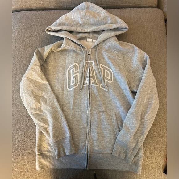 GAP Gray Zip-Up Hoodie Sweatshirt with Logo - Picture 6 of 6